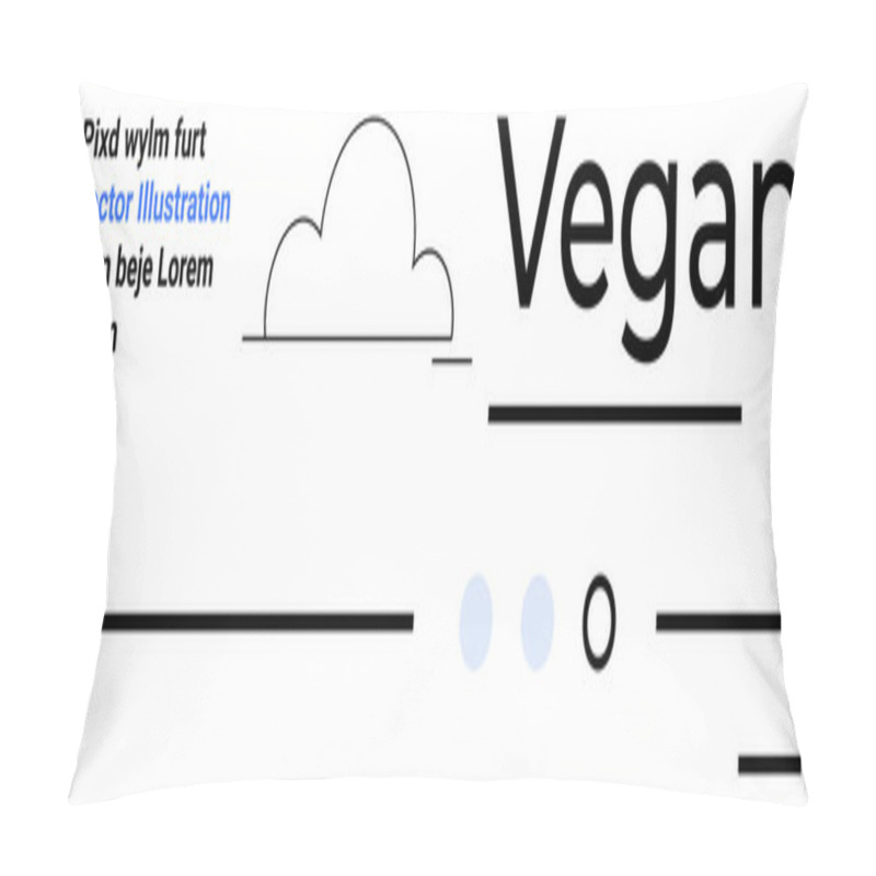 Personality  Cloud Outline, Vegan Text, Minimalist Lines, Blue Circles, And Dummy Text. Ideal For Minimalist, Vegan Lifestyle, Health, Wellness, Simplicity, Organic Themes Landing Page Pillow Covers