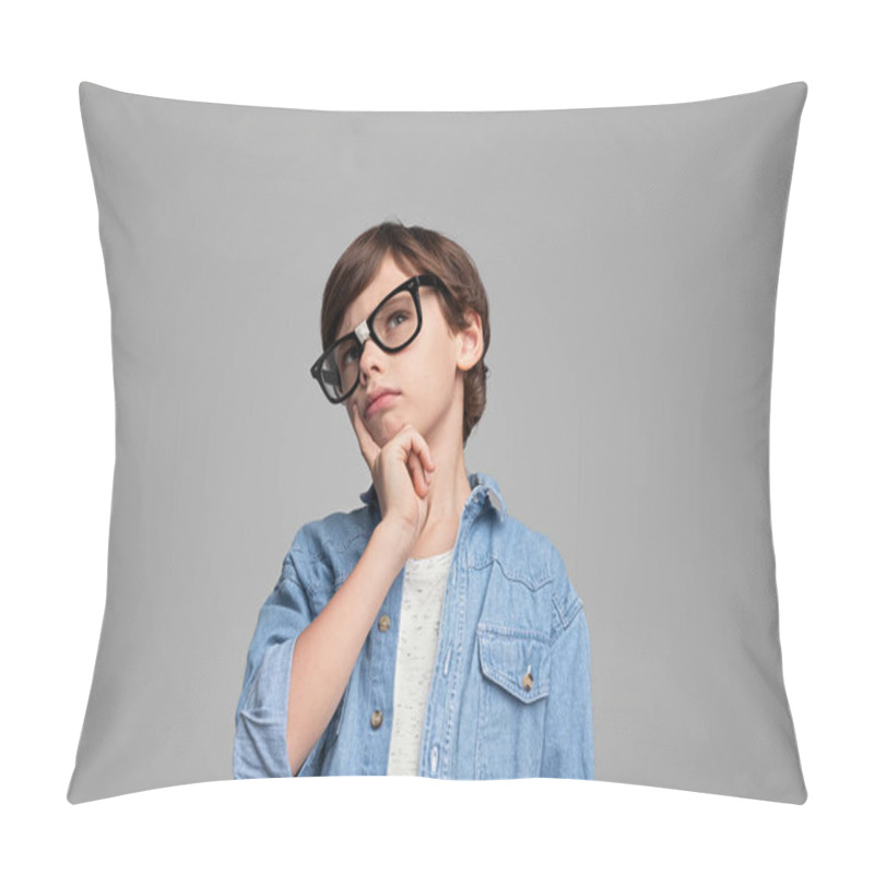 Personality  Smart Boy Thinking And Looking Up Pillow Covers