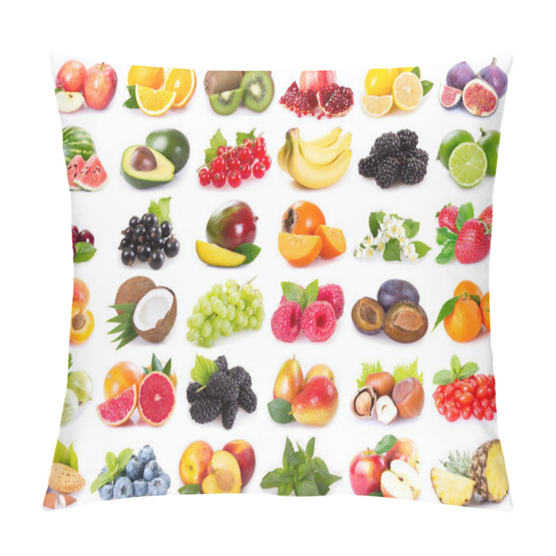 Personality  Collection On Fresh Fruits On White Background Pillow Covers