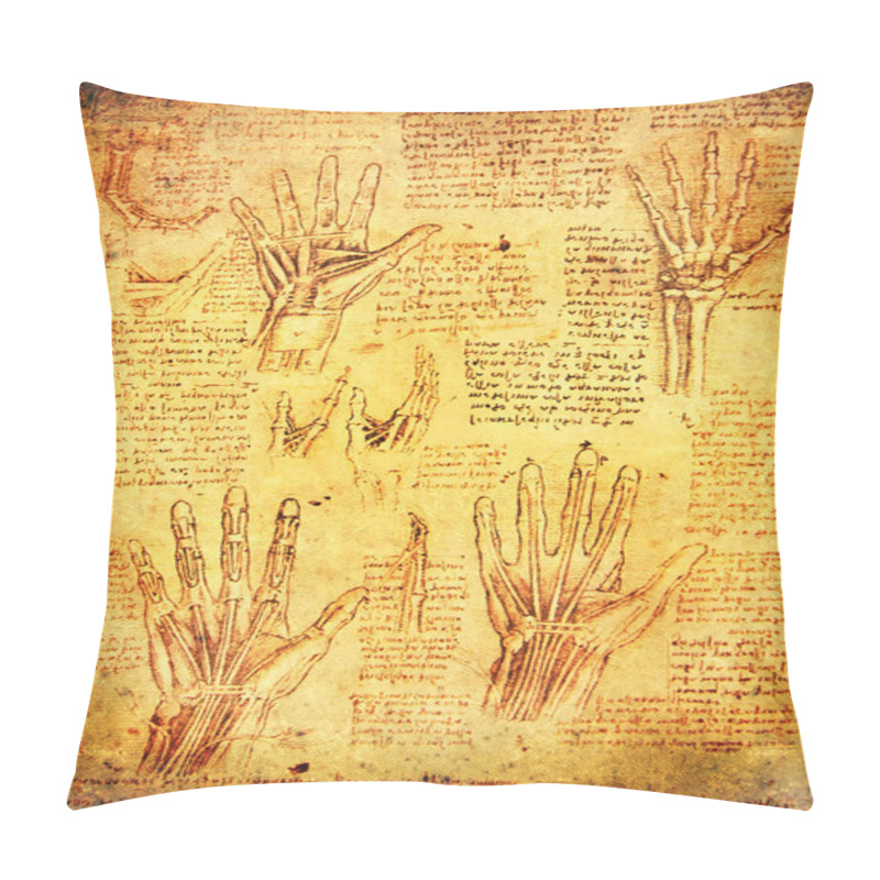 Personality  Leonardo Da Vinci Antomy Hands Pillow Covers