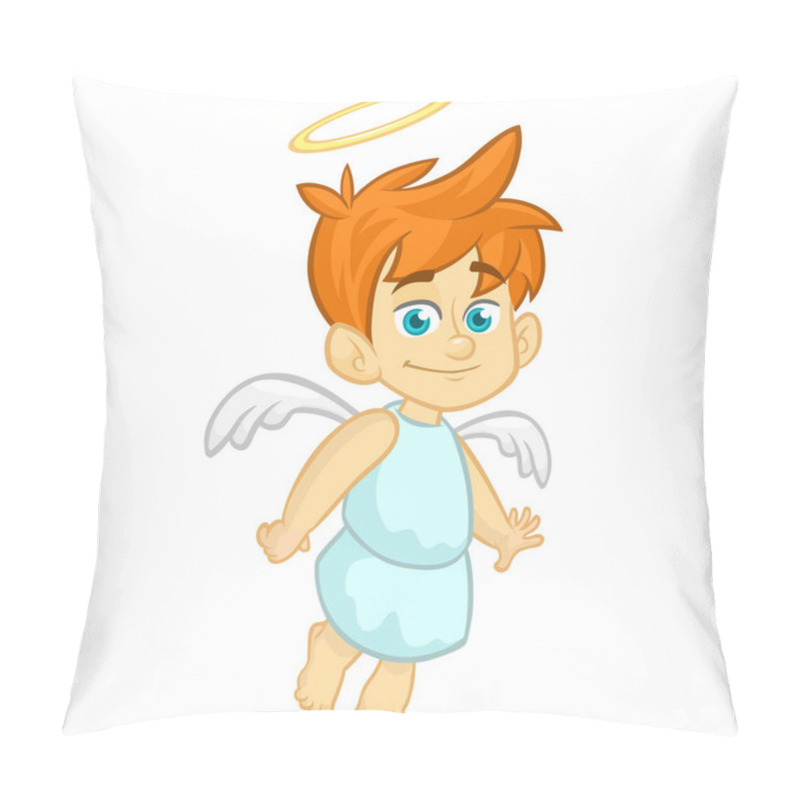 Personality  Vector Cartoon Illustration Of Christmas Angel With Nimbus And Wings Pillow Covers