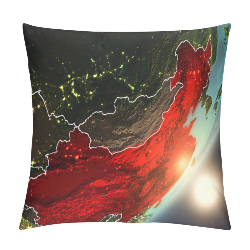 Personality  Sun Rising Above China From Space Pillow Covers