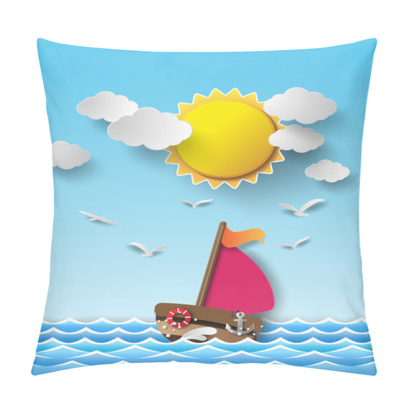 Personality  Sailing Boat And Clouds Pillow Covers