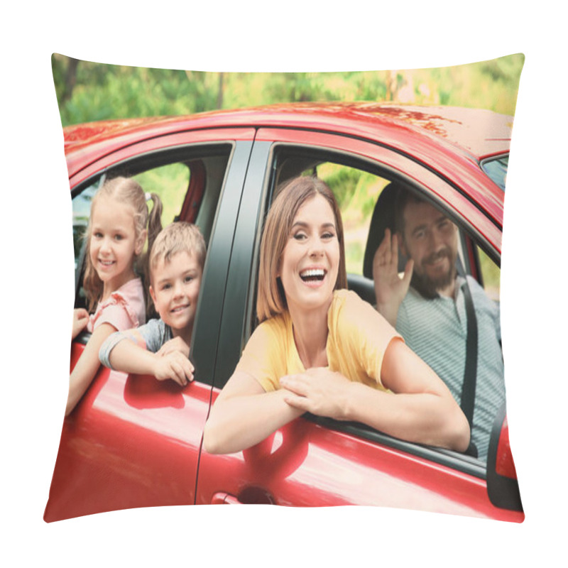 Personality  Happy Family With Children Taking Road Trip Together Pillow Covers