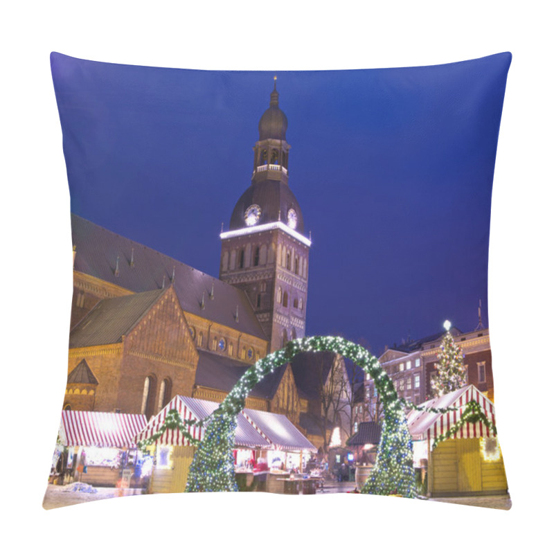 Personality  Christmas Market In Riga Pillow Covers