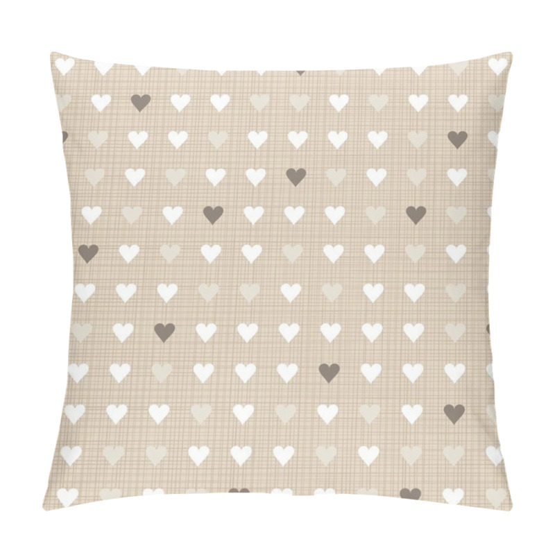 Personality  Delicate Light Little Hearts Regular Geometric Elements In Rows On Beige Background Seamless Pattern Pillow Covers