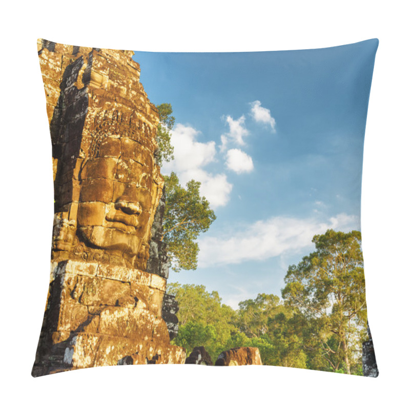 Personality  Giant Stone Face Of Ancient Bayon Temple, Angkor Thom, Cambodia Pillow Covers