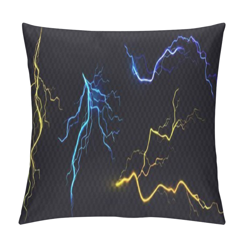 Personality  Vector Realistic Blue And Yellow Lightning Bolts Pillow Covers