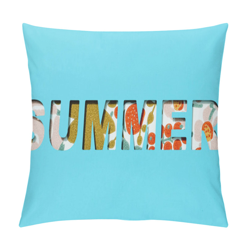 Personality  The Word Summer Cut Out On A Blue Paper, And A Floral Background Seen Through The Cutout Letters Pillow Covers