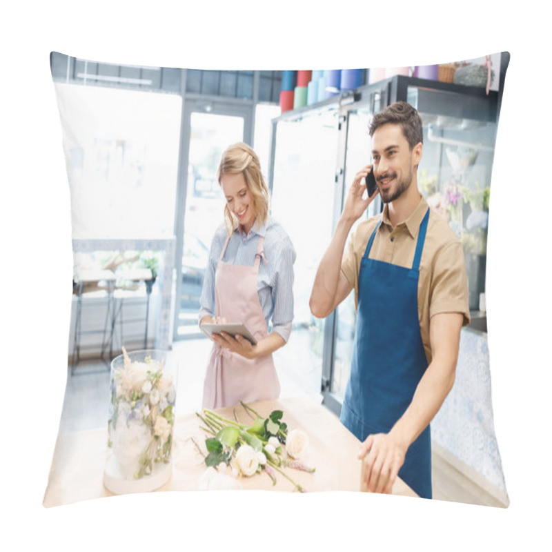 Personality  Florists Working With Digital Devices Pillow Covers