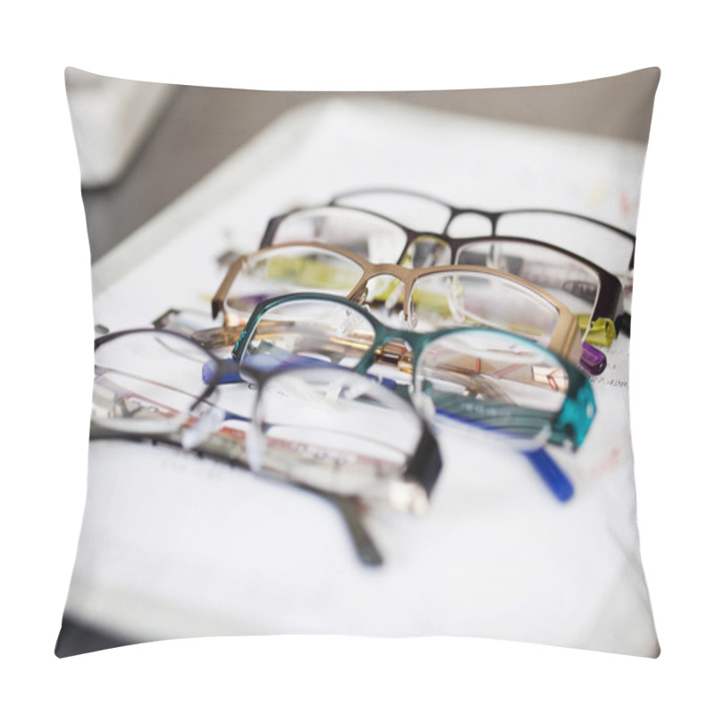 Personality  Various Eyeglasses Lying On A Tray Pillow Covers