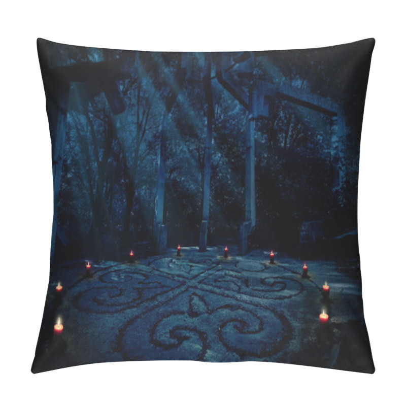 Personality  Old Paganist Temple In Night Forest Pillow Covers