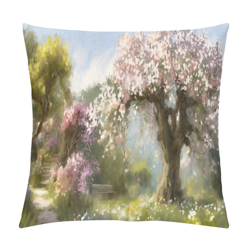 Personality  Spring In The Garden, Oil Paintings Landscape, Fine Art Pillow Covers