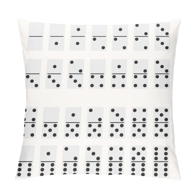 Personality  Domino Full Set. Dominoes Bones Signs Isolated On White. Vector Pillow Covers