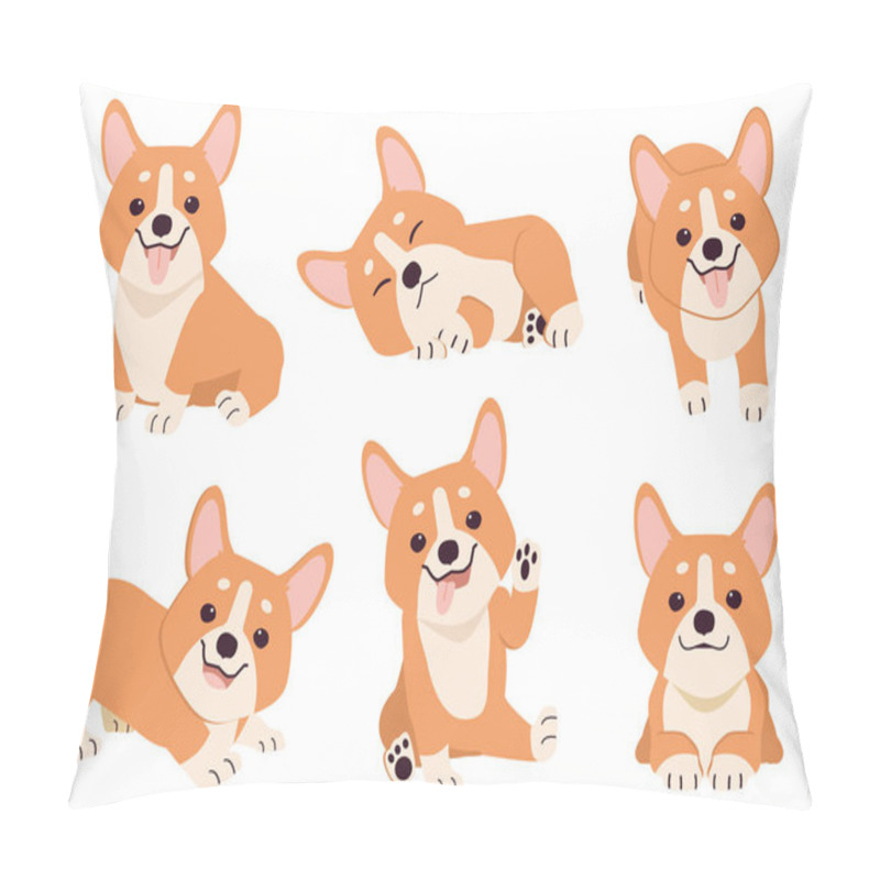 Personality  The Collection Of Corgi In Many Action. Graphic Resource About Set Of Dogs Corgi For Graphic, Content, Etc.  Pillow Covers