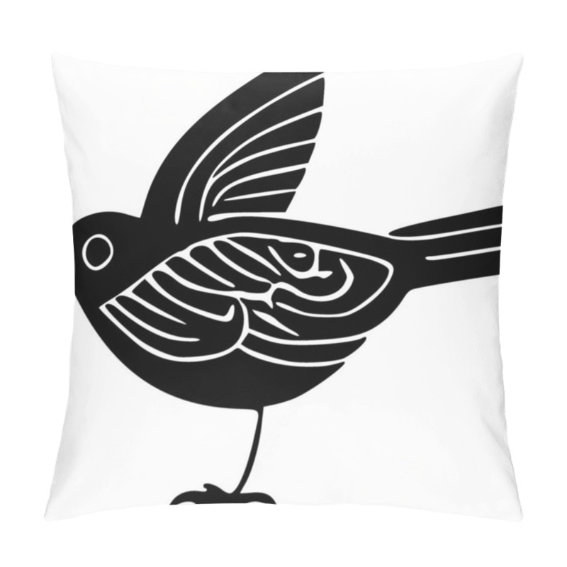 Personality  Black And White Of Illustration Of A Bird Pillow Covers