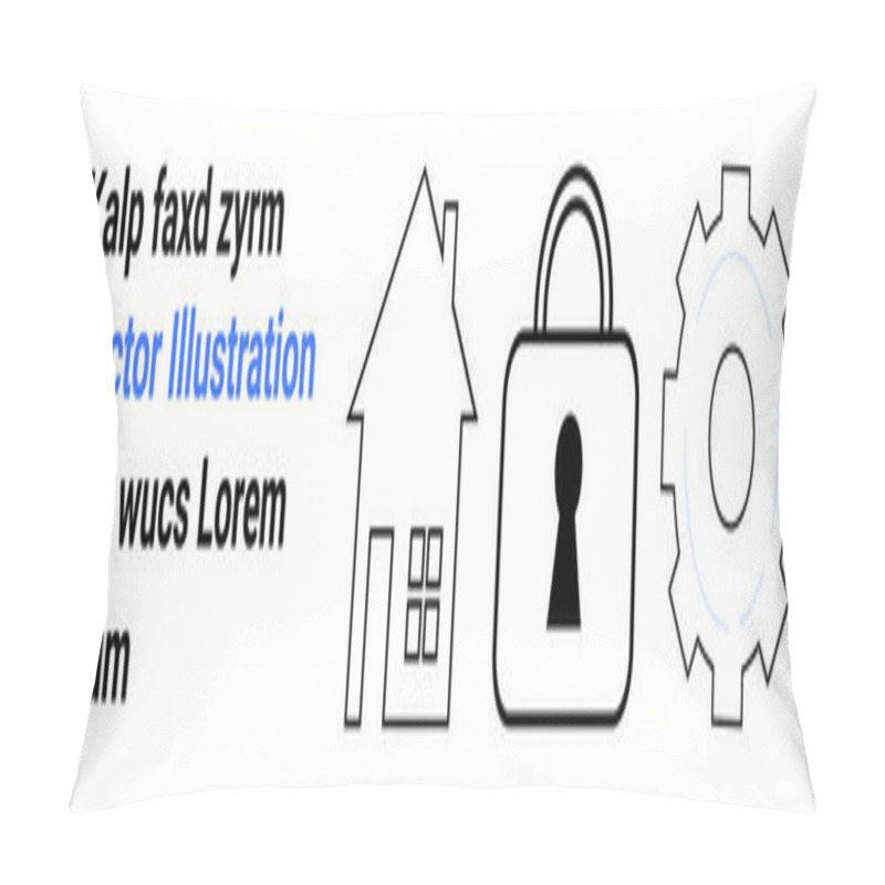 Personality  House Icon, Padlock Symbolizing Security, Gear Representing Automation And Settings. Ideal For Smart Home Protection, Internet Security, Tech Maintenance, Property Safety, Digital Access, System Pillow Covers