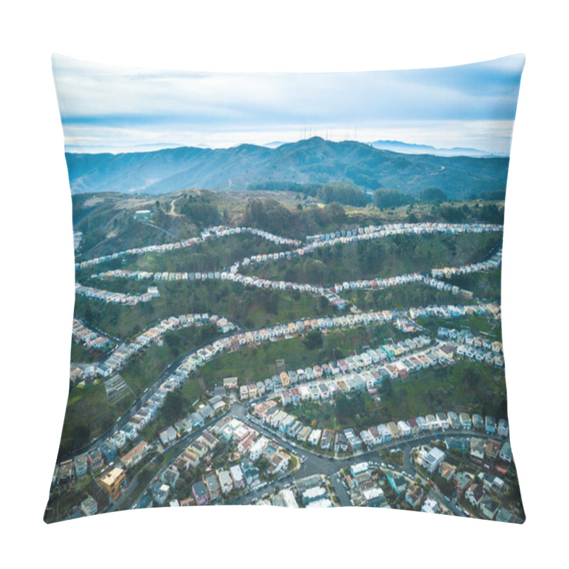 Personality  Aerial Photo Of Daly City In California Pillow Covers