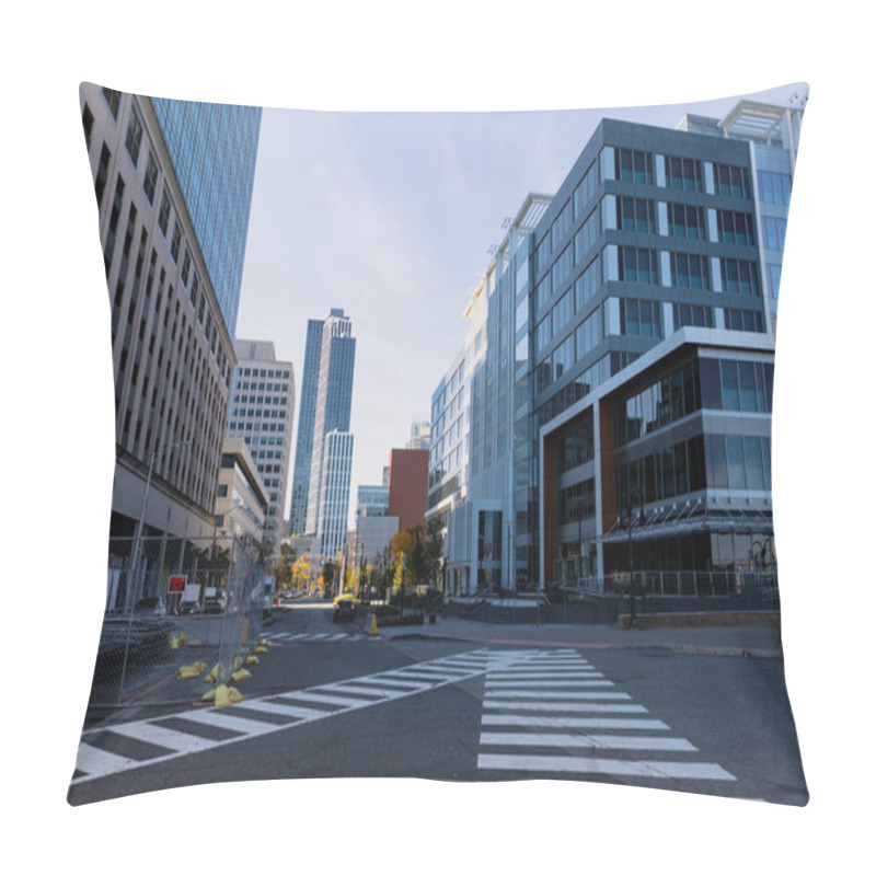 Personality  Crosswalks Near Contemporary Buildings In Downtown Of New York City Pillow Covers