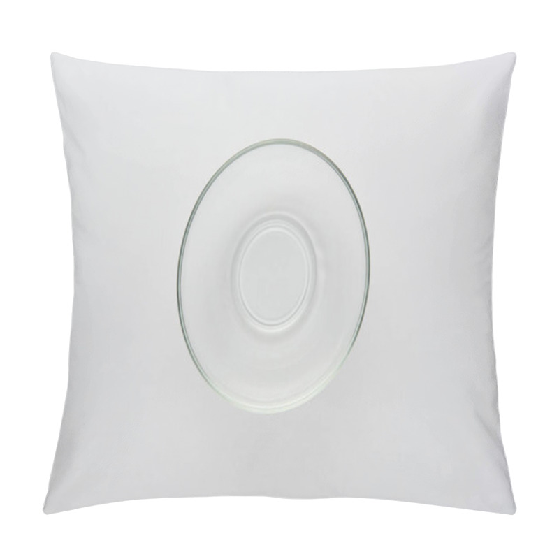 Personality  Top View Of Transparent Glass Bowl On Grey Background Pillow Covers