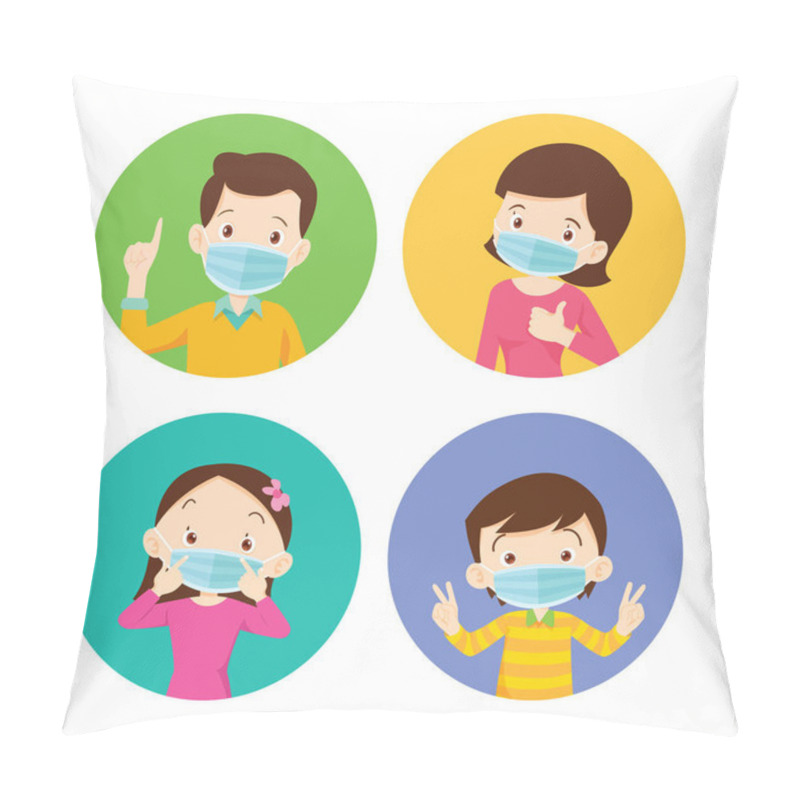 Personality  Family Wearing Protective Medical Mask For Prevent Virus.Dad Mom Pillow Covers