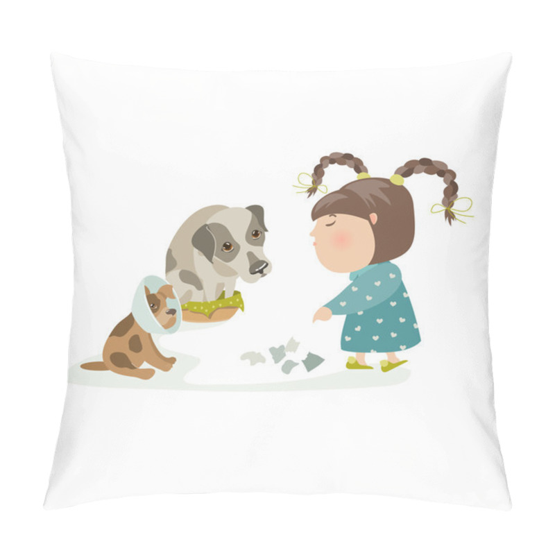 Personality  Little Girl Punishing Dogs Pillow Covers