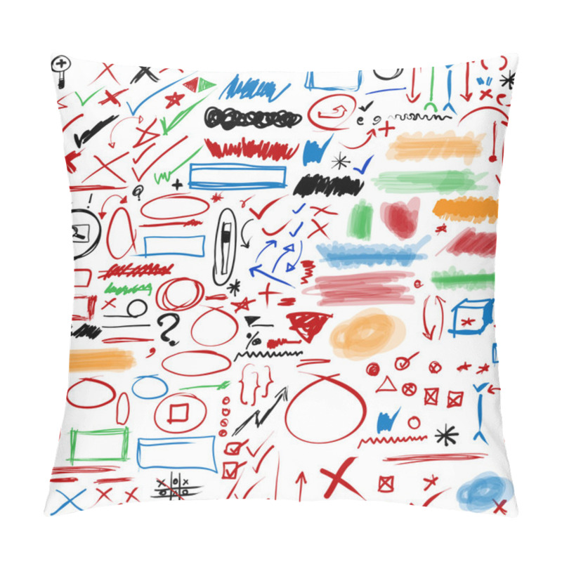 Personality  Set Of Hand Drawn,text Correction And Highlighting Elements Pillow Covers