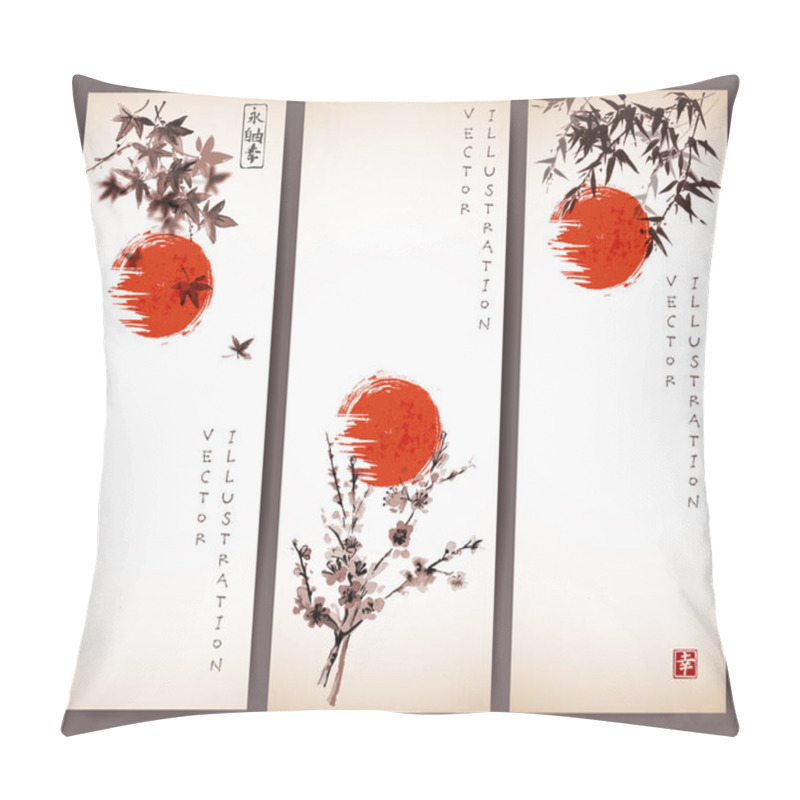 Personality  Banners With Sun, Maple, Bamboo And Sakura Pillow Covers