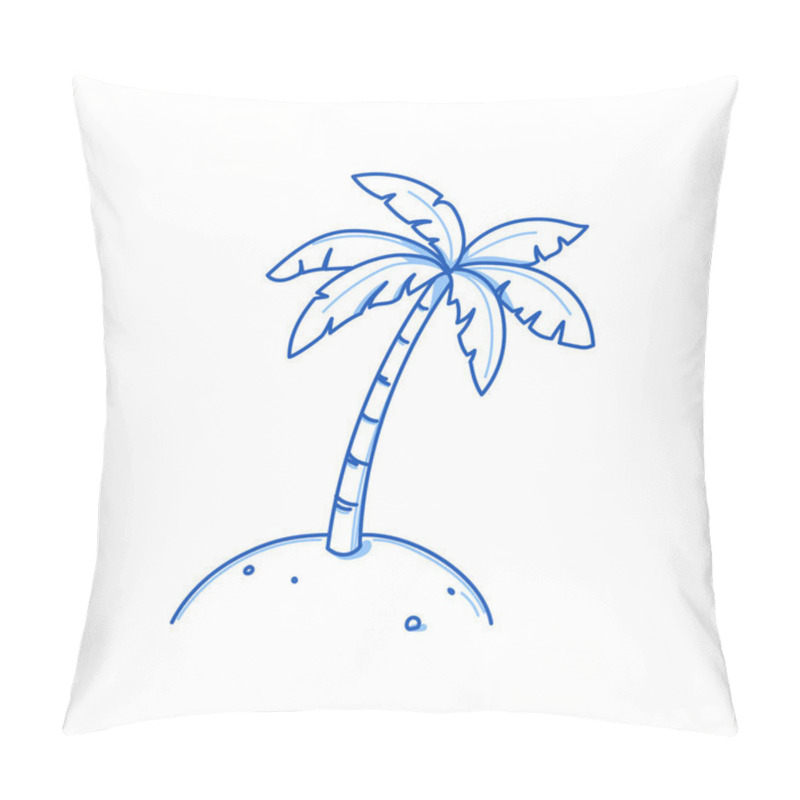 Personality  Palm Tree Doodle. Hand Drawn Sketch Doodle Style Palm Tree. Blue Pen Line Stroke Isolated Element. Summer Flora, Jungle Concept. Vector Illustration. Pillow Covers