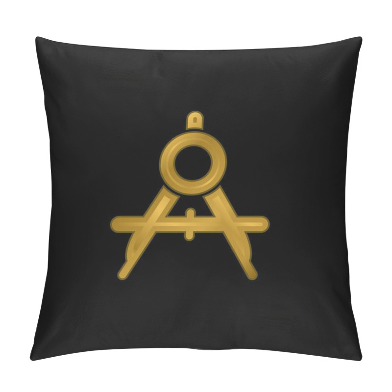 Personality  Big Compass Open Gold Plated Metalic Icon Or Logo Vector Pillow Covers