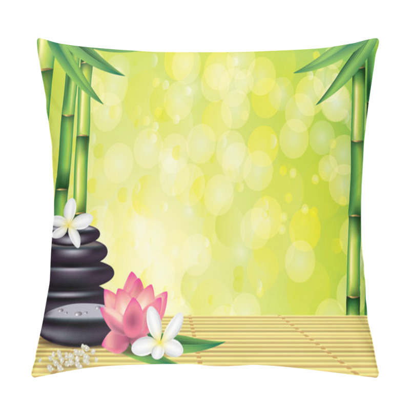 Personality  Spa Stones And Flowers On Bamboo Background Pillow Covers