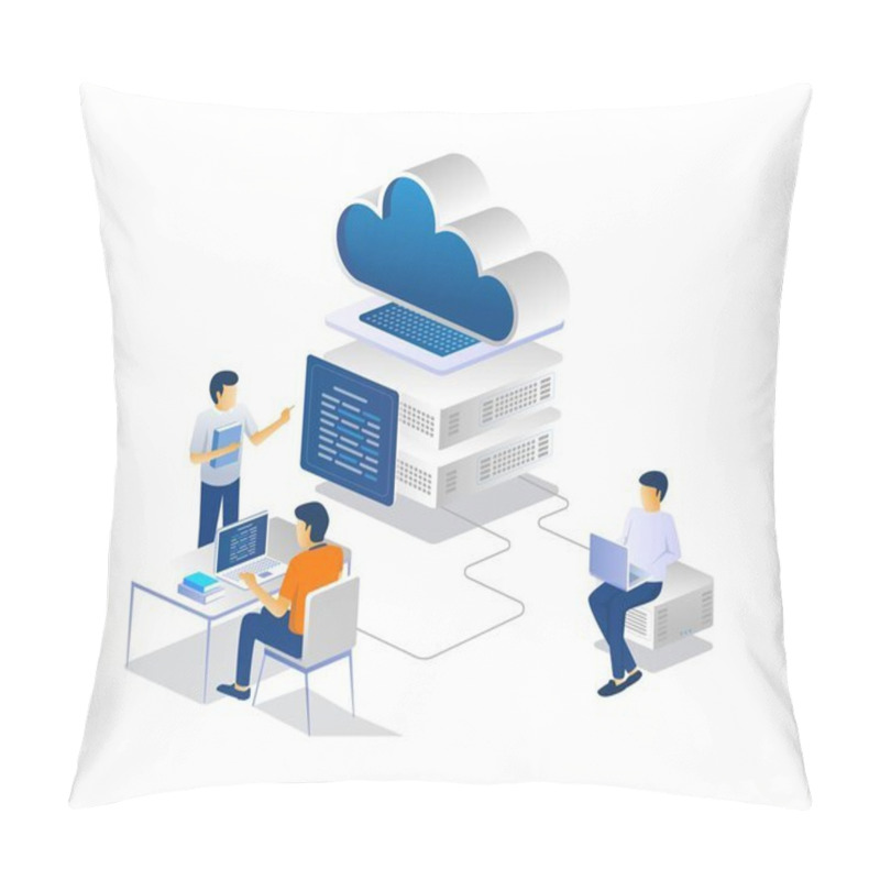 Personality  The Team Is Discussing Beside The Cloud Server Pillow Covers