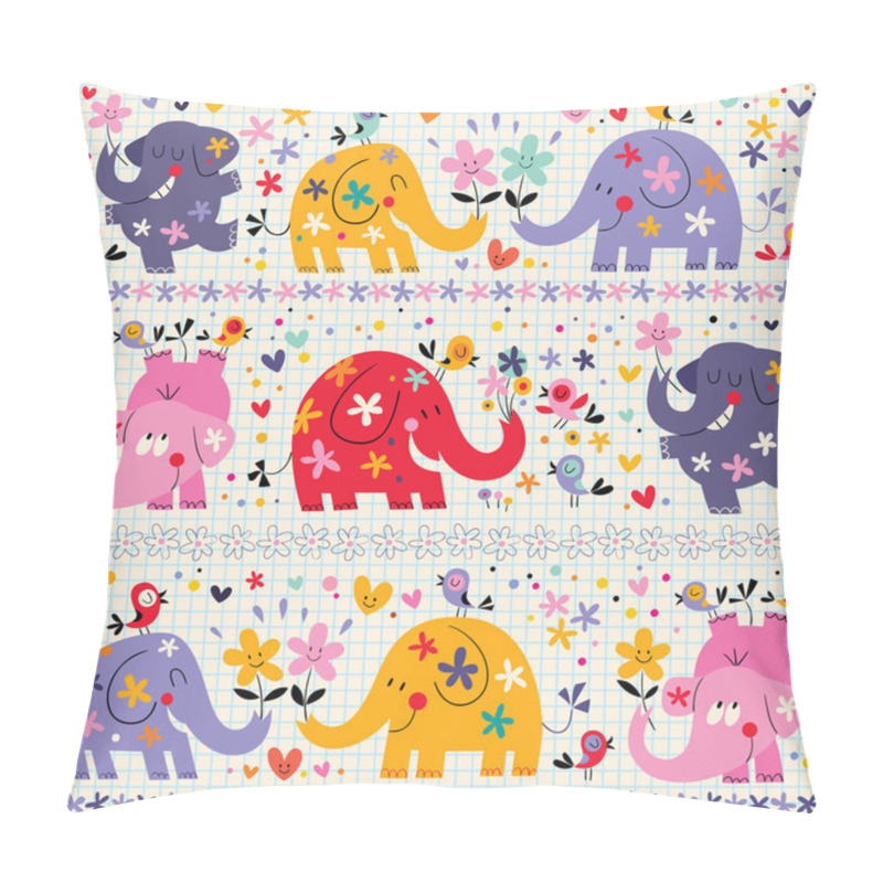 Personality  Cute Elephants Seamless Pattern Pillow Covers