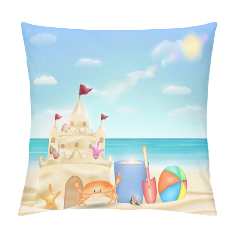 Personality  Sand Castle On A Sea Sand Beach Pillow Covers