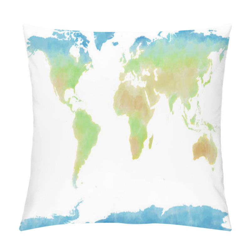 Personality  World Map, Hand Drawn, Illustrated Brushstrokes, Geographical Map, Physical Pillow Covers