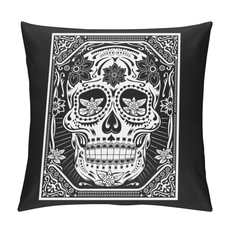 Personality  Skull Flowers Illustration, Typography, T-shirt Graphic Pillow Covers