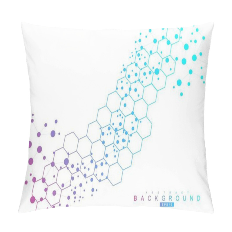 Personality  Structure Molecule And Communication. Dna, Atom, Neurons. Scientific Concept For Your Design. Connected Lines With Dots. Medical, Technology, Chemistry, Science Background. Vector Illustration. Pillow Covers