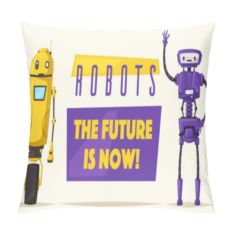 Personality  Set Of Robots. Technology, Future. Cartoon Vector Illustration Pillow Covers