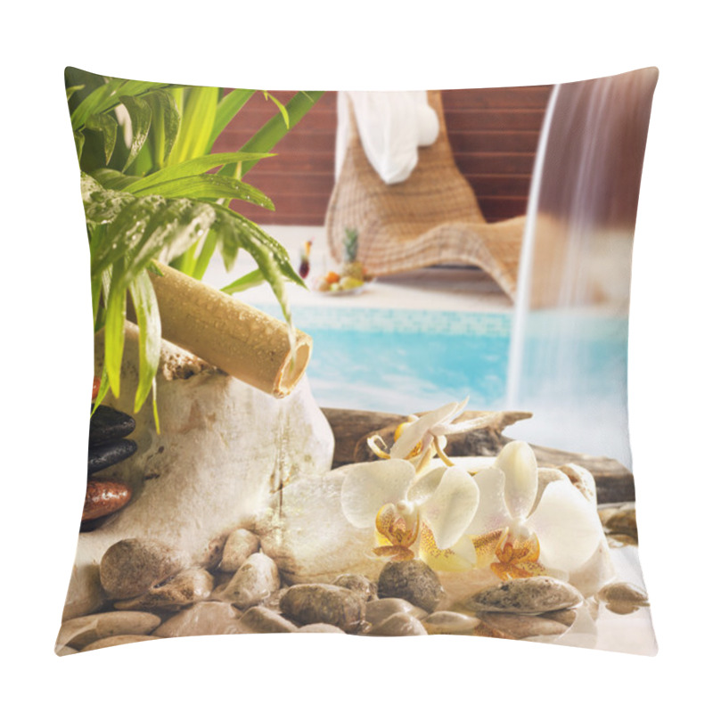 Personality  Spa Concept With Stones Orchids Waterfall In Pool And Sunbed Pillow Covers