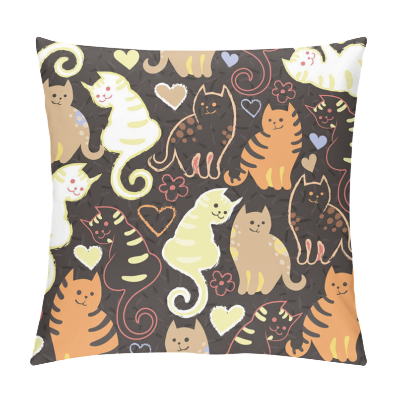 Personality  Pattern With Cute Cartoon Doodle Cats Pillow Covers