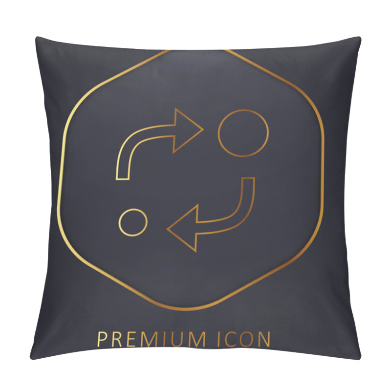 Personality  Analytics Symbol Of Two Circles Of Different Sizes With Two Arrows Between Them Golden Line Premium Logo Or Icon Pillow Covers