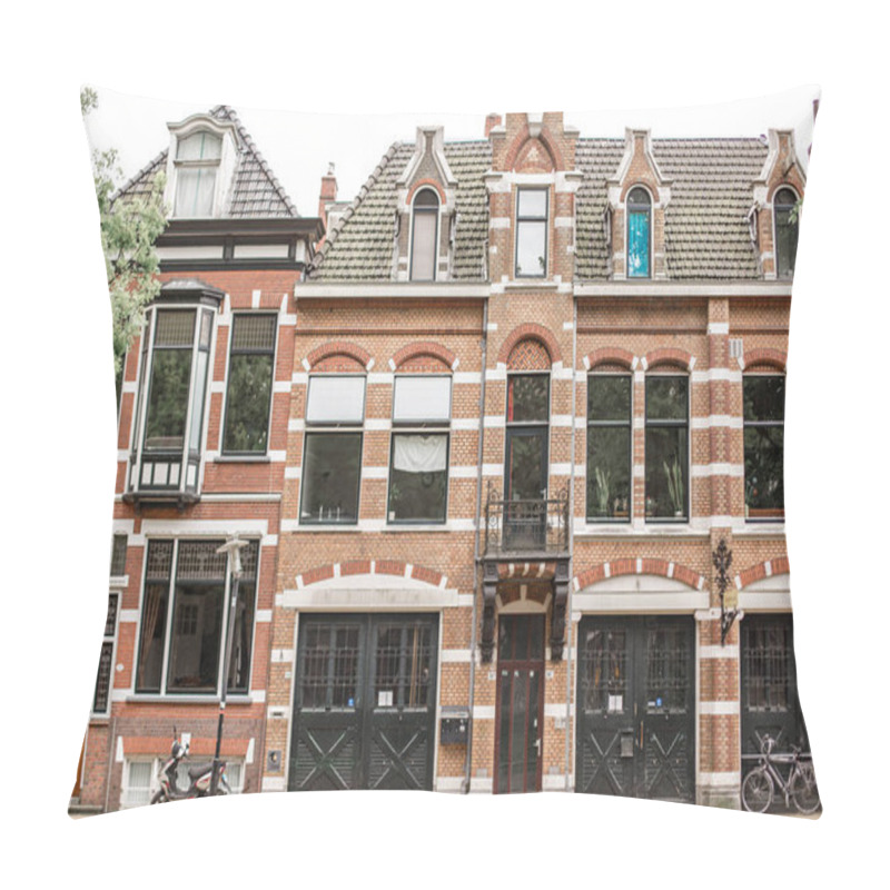 Personality  Groningen, The Netherlands - 10 May 2018: Typical Facade Of The Dutch Building  Pillow Covers