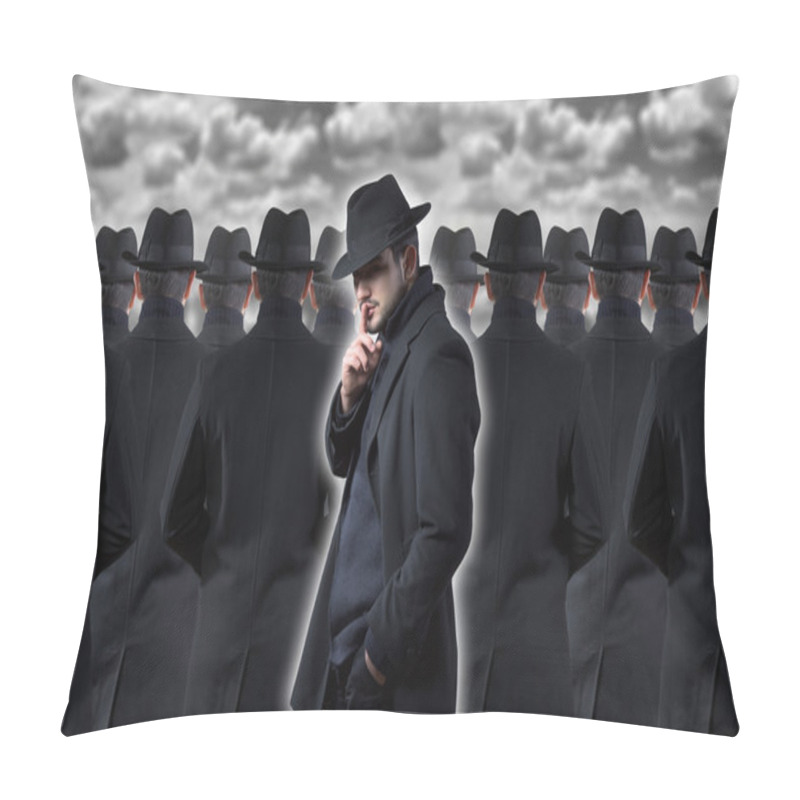 Personality  Man Making A Silence Gesture Pillow Covers