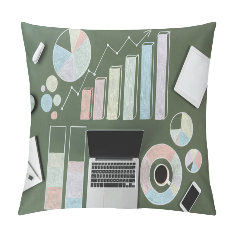 Personality  Laptop And Business Charts Pillow Covers