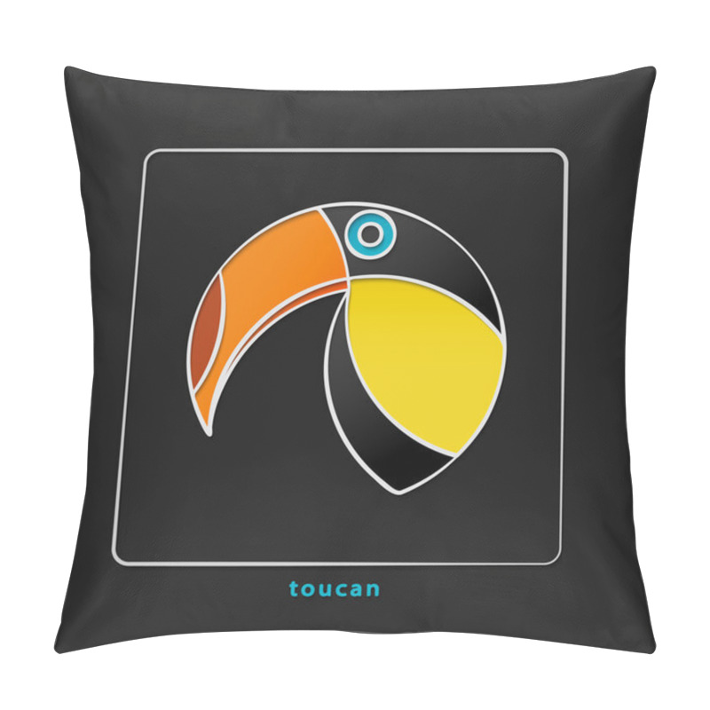 Personality  Colorful, Tropical Bird Icon Isolated On Black Background. Vector Toucan Logo Design. Wild, Cute Bird Character. Popular, Stylish, South America Travel Logotype. Funny, Exotic Birds Symbol Pillow Covers