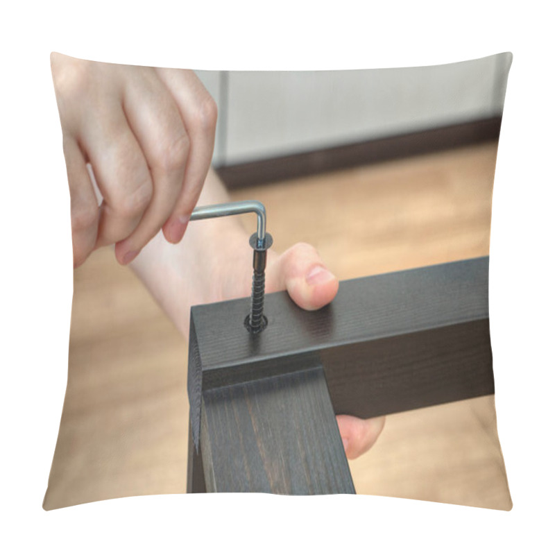 Personality  Screw Furniture Screw Into Wood Plank Using The Hex Key. Pillow Covers