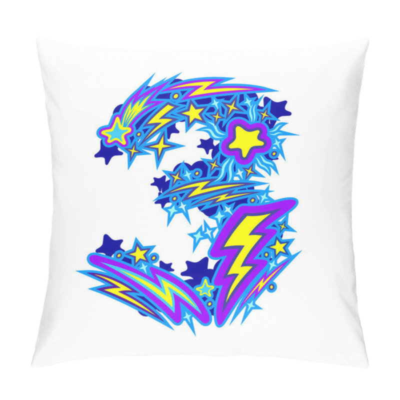 Personality  Alphabet Made Of Stars And Lightning. Numbers. Pillow Covers