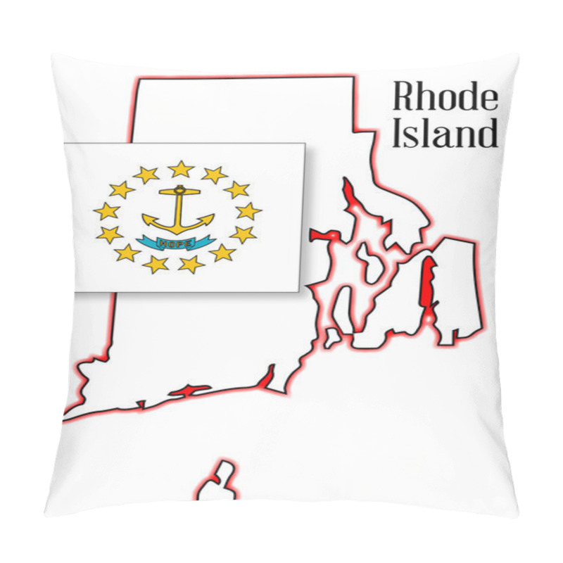 Personality  Rhode Island State Map And Flag Pillow Covers