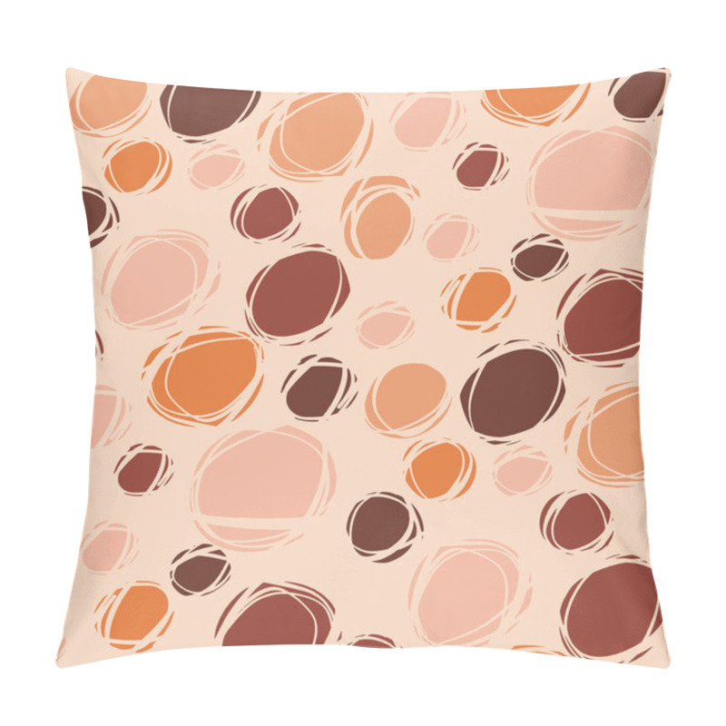 Personality  Vintage Vibes Grunge Polka Dot Hand Drawn Seamless Pattern.  Brown, Orange And Pale Rosy Colors Hand Drawn Sketch Natural Shapes Dots For Repeatable Background. Pillow Covers