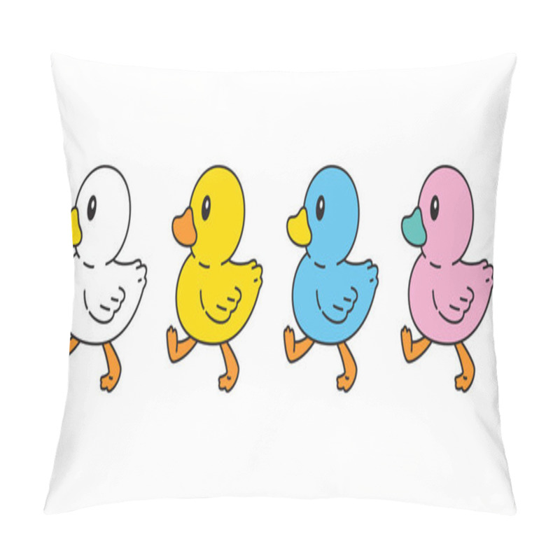 Personality  Duck Vector Icon Rubber Duck Logo Walking Bathroom Shower Bird Chicken Cartoon Character Symbol Doodle Illustration Design Pillow Covers